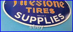 Vintage Firestone Tires Sign Auto Supplies Gas Pump Porcelain Sign