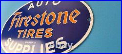 Vintage Firestone Tires Sign Auto Supplies Gas Pump Porcelain Sign