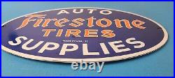 Vintage Firestone Tires Sign Auto Supplies Gas Pump Porcelain Sign