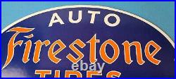 Vintage Firestone Tires Sign Auto Supplies Gas Pump Porcelain Sign