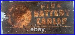 Vintage Fisk Battery Cables Metal Advertising Display Sign Rack Gas Oil Auto Vintage Fisk Battery Cables Metal Advertising Display Sign Rack Gas Oil Auto