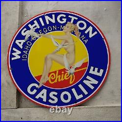 Vintage Fly Dove Gasoline Porcelain Service Station Auto Pump Plate Sign