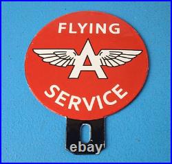 Vintage Flying A Gas Sign Topper Porcelain License Plate Auto Topper