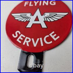 Vintage Flying A Gas Sign Topper Porcelain License Plate Auto Topper