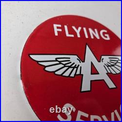 Vintage Flying A Gas Sign Topper Porcelain License Plate Auto Topper