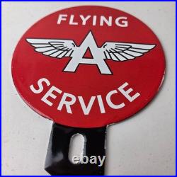 Vintage Flying A Gas Sign Topper Porcelain License Plate Auto Topper