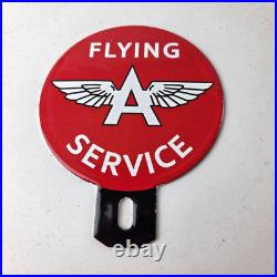 Vintage Flying A Gas Sign Topper Porcelain License Plate Auto Topper