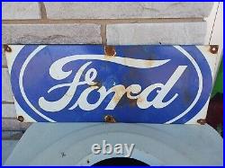 Vintage Ford Auto Parts Dealership Porcelian Sign Sales Service Gas Station