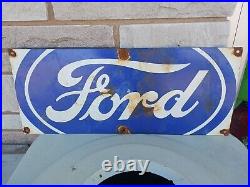 Vintage Ford Auto Parts Dealership Porcelian Sign Sales Service Gas Station