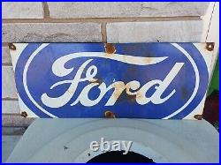 Vintage Ford Auto Parts Dealership Porcelian Sign Sales Service Gas Station