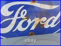 Vintage Ford Auto Parts Dealership Porcelian Sign Sales Service Gas Station