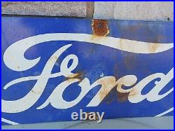 Vintage Ford Auto Parts Dealership Porcelian Sign Sales Service Gas Station