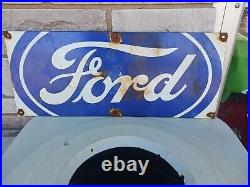 Vintage Ford Auto Parts Dealership Porcelian Sign Sales Service Gas Station