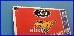 Vintage Ford Automobile Porcelain Gas Service Mustang Pump Plate Ad Service Sign