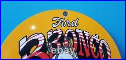 Vintage Ford Automobile Porcelain Gas Trucks Bronco Service Pump Plate Sign
