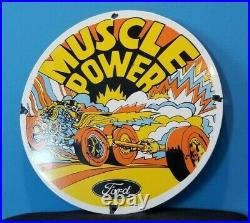 Vintage Ford Automobile Porcelain Muscle Power Service Shelby Gas Pump Sign