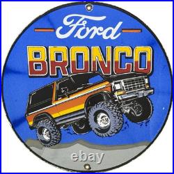 Vintage Ford Bronco Porcelain Sign Gas Automobile Service Motor Co Trucks Dealer