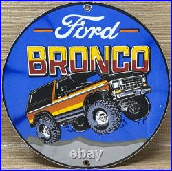 Vintage Ford Bronco Porcelain Sign Gas Automobile Service Motor Co Trucks Dealer