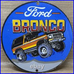Vintage Ford Bronco Porcelain Sign Gas Automobile Service Motor Co Trucks Dealer