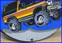 Vintage Ford Bronco Porcelain Sign Gas Automobile Service Motor Co Trucks Dealer