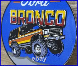Vintage Ford Bronco Porcelain Sign Gas Automobile Service Motor Co Trucks Dealer
