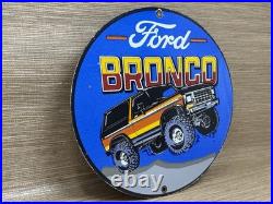 Vintage Ford Bronco Porcelain Sign Gas Automobile Service Motor Co Trucks Dealer