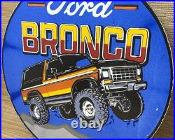 Vintage Ford Bronco Porcelain Sign Gas Automobile Service Motor Co Trucks Dealer