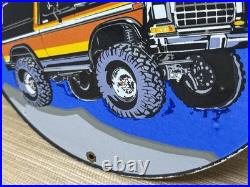 Vintage Ford Bronco Porcelain Sign Gas Automobile Service Motor Co Trucks Dealer