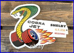 Vintage Ford Cobra Jet Mustang Shelby Gt 350 Gas Station Porcelain Oil Pump Sign
