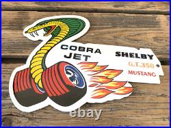 Vintage Ford Cobra Jet Mustang Shelby Gt 350 Gas Station Porcelain Oil Pump Sign