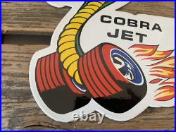 Vintage Ford Cobra Jet Mustang Shelby Gt 350 Gas Station Porcelain Oil Pump Sign
