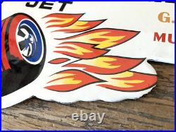Vintage Ford Cobra Jet Mustang Shelby Gt 350 Gas Station Porcelain Oil Pump Sign