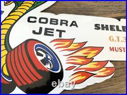 Vintage Ford Cobra Jet Mustang Shelby Gt 350 Gas Station Porcelain Oil Pump Sign