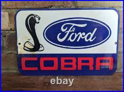 Vintage Ford Cobra Motor Co. Dealership Porcelain Sign 8 X 12