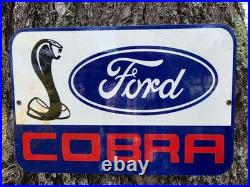 Vintage Ford Cobra Motor Co. Dealership Porcelain Sign 8 X 12