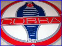 Vintage Ford Cobra Mustang Car Snake 11 3/4 Porcelain Metal Gasoline & Oil Sign