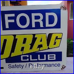Vintage Ford Drag Racing Club Sign. Vintage Ford Race Car Club Metal Track Sign