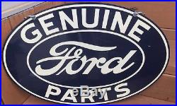 Vintage Ford Genuine Parts Double Sided Metal Sign 1940's Parkersburg WV Dealer