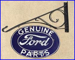 Vintage Ford Genuine Parts Double Sided Porcelain Sign Gas Oil Chevy Dodge