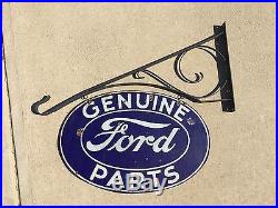 Vintage Ford Genuine Parts Double Sided Porcelain Sign Gas Oil Chevy Dodge