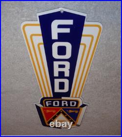 Vintage Ford Jubilee Die-cut Car Truck Dealer 13 Enamel Metal Gasoline Oil Sign