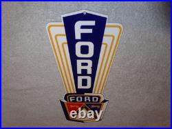 Vintage Ford Jubilee Die-cut Car Truck Dealer 13 Enamel Metal Gasoline Oil Sign
