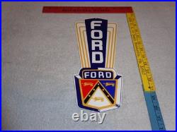 Vintage Ford Jubilee Die-cut Car Truck Dealer 13 Enamel Metal Gasoline Oil Sign