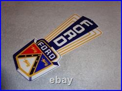 Vintage Ford Jubilee Die-cut Car Truck Dealer 13 Enamel Metal Gasoline Oil Sign