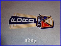 Vintage Ford Jubilee Die-cut Car Truck Dealer 13 Enamel Metal Gasoline Oil Sign