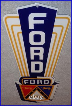 Vintage Ford Jubilee Die-cut Car Truck Dealer 13 Enamel Metal Gasoline Oil Sign