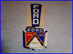 Vintage Ford Jubilee Die-cut Car Truck Dealer 13 Enamel Metal Gasoline Oil Sign