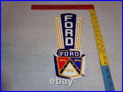 Vintage Ford Jubilee Die-cut Car Truck Dealer 13 Enamel Metal Gasoline Oil Sign