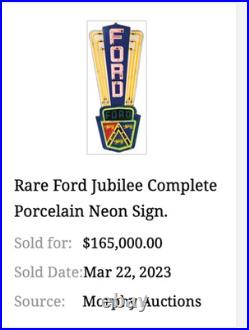 Vintage Ford Jubilee Die-cut Car Truck Dealer 13 Enamel Metal Gasoline Oil Sign
