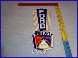 Vintage Ford Jubilee Diecut Car & Truck Dealer 13 Baked Metal Gasoline Oil Sign